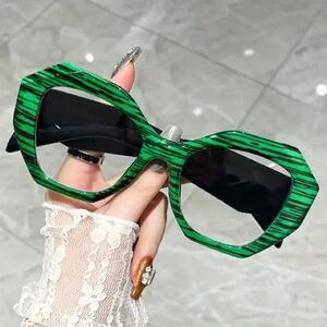 Green Striped Sunglasses